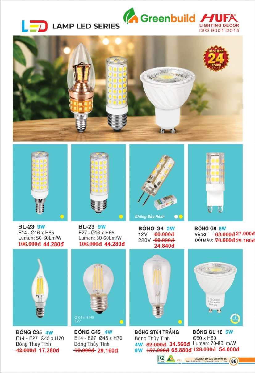 Hufa BÓNG ĐÈN LED BL, G4, G9, G45, C35, ST64, GU 10