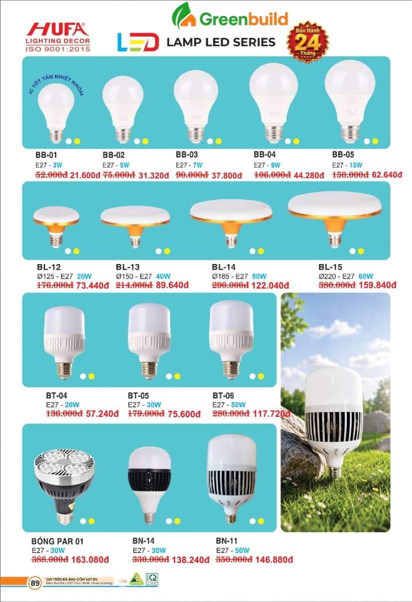 Hufa BÓNG ĐÈN LED BB, BL, BT, BN, PAR 01