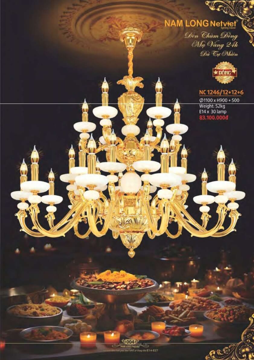 Đèn chùm đồng Nam Long Netviet NC 1246/12+12+6