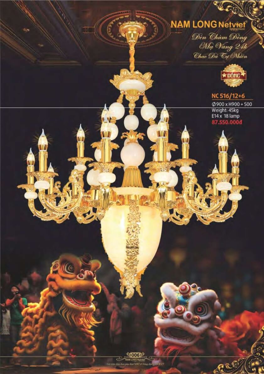 Đèn chùm đồng Nam Long Netviet NC 516/12+6