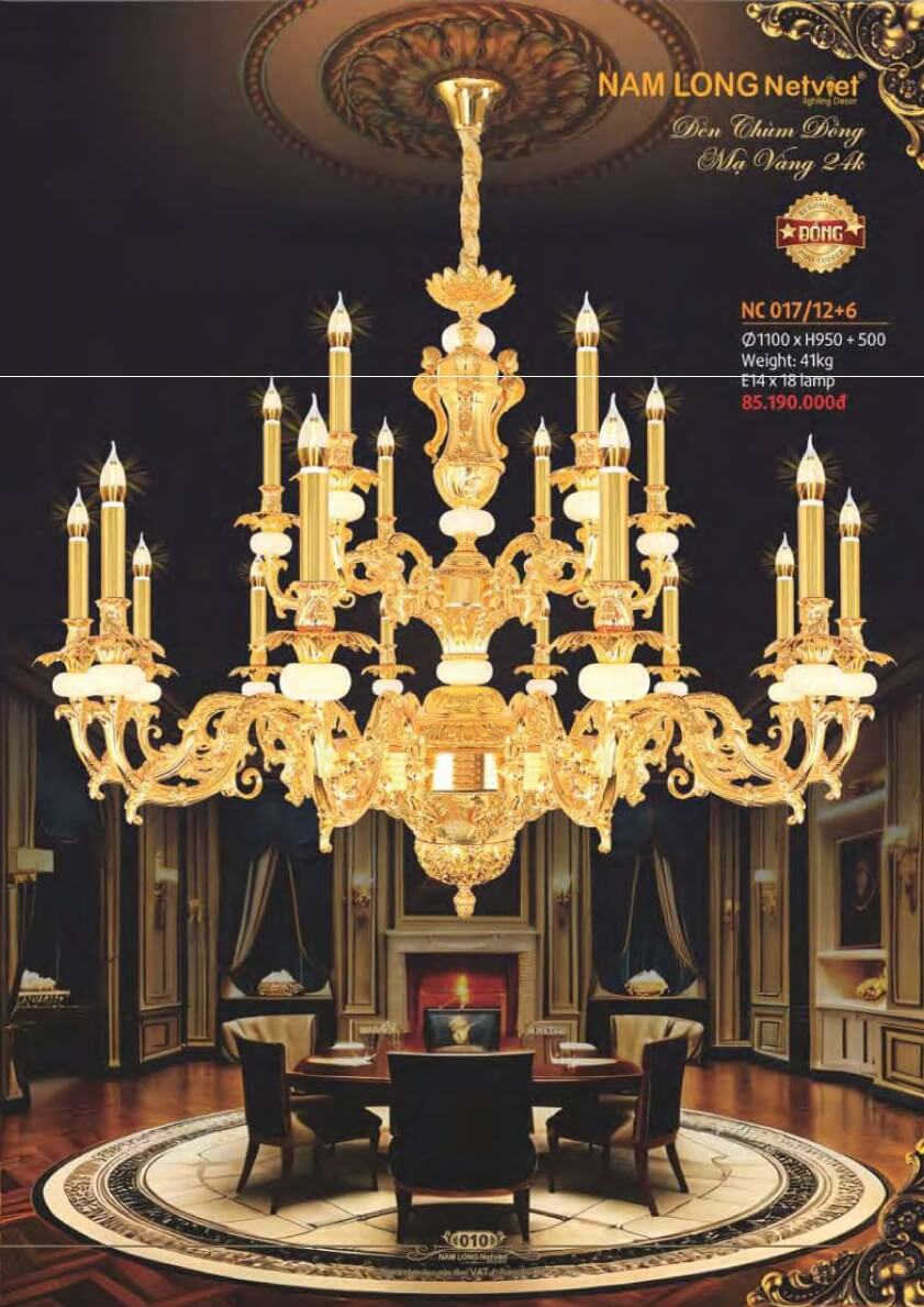 Đèn chùm đồng Nam Long Netviet NC 017/12+6