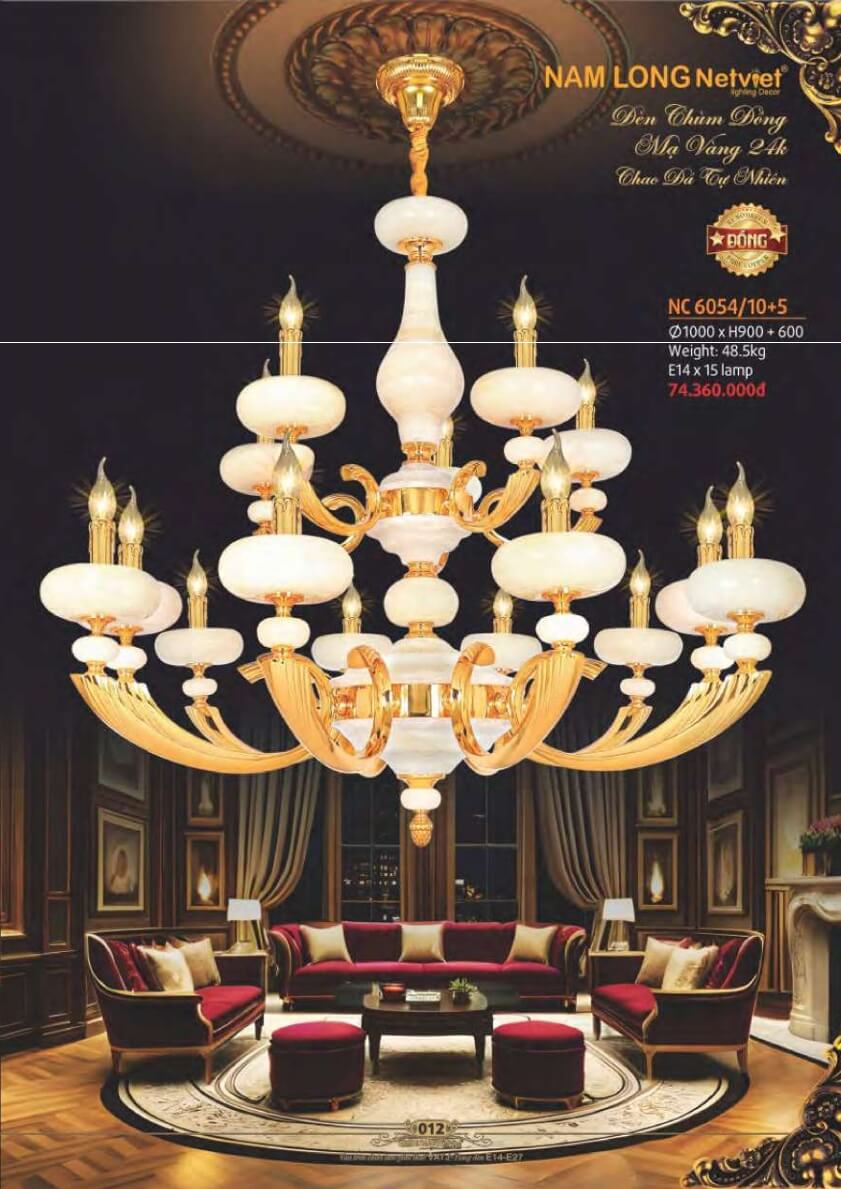 Đèn chùm đồng Nam Long Netviet NC 6054/10+5