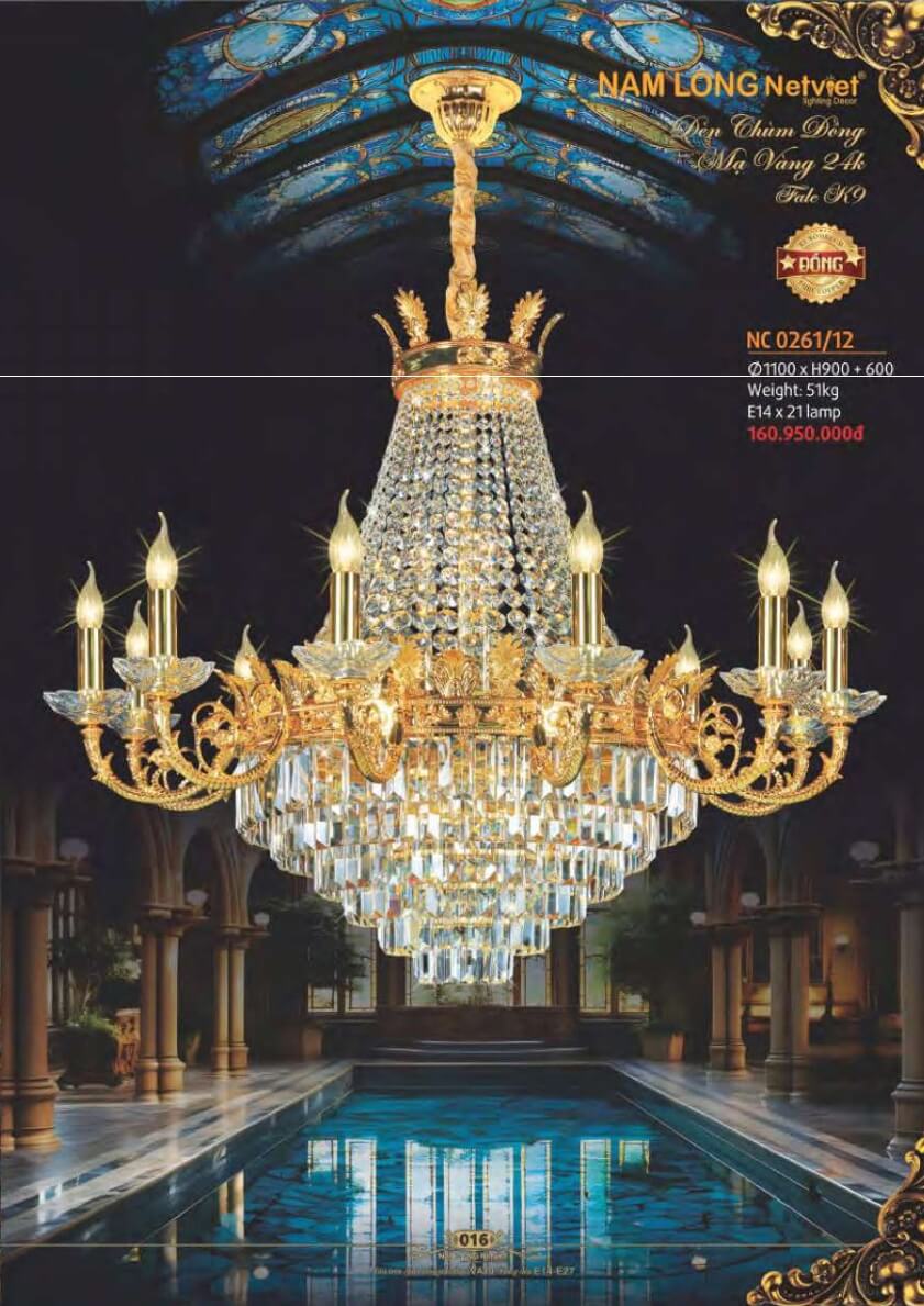 Đèn chùm đồng Nam Long Netviet NC 0261/12