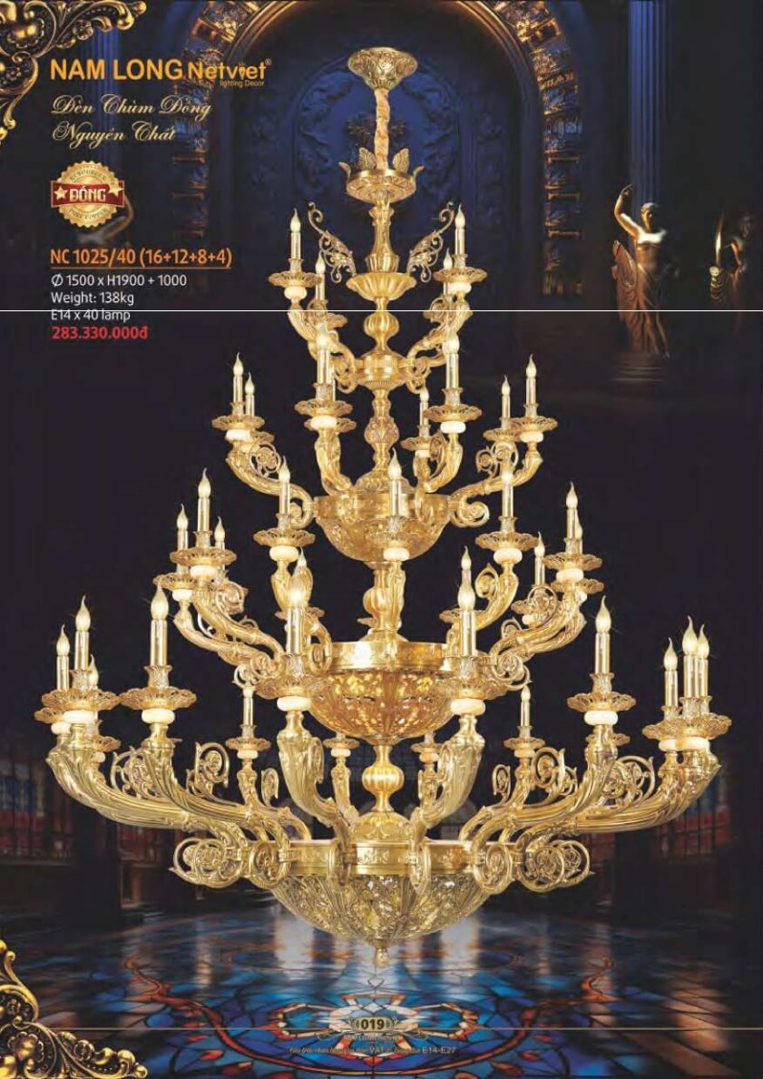 Đèn chùm đồng Nam Long Netviet NC 1025/40