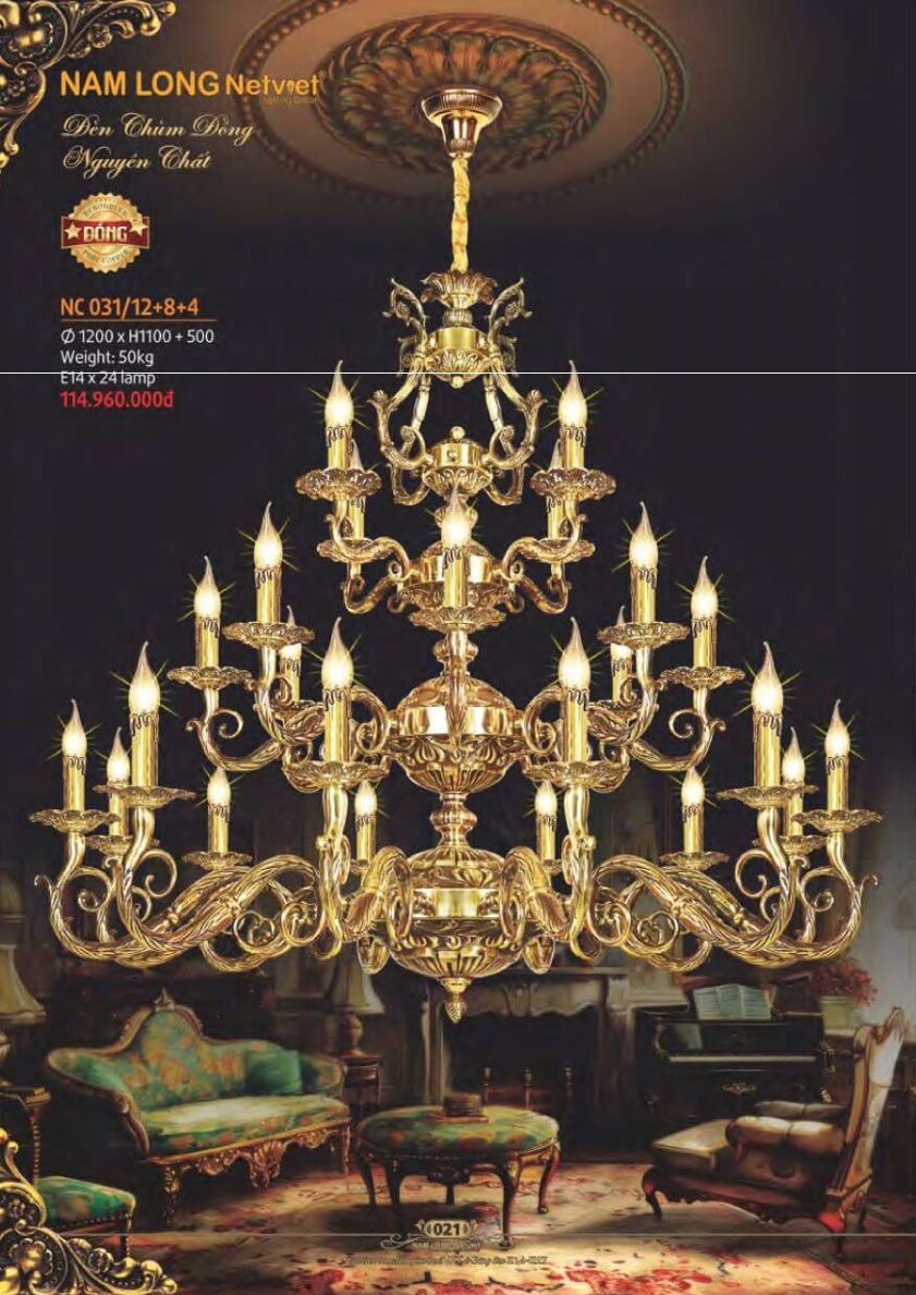 Đèn chùm đồng Nam Long Netviet NC 031/12+8+4