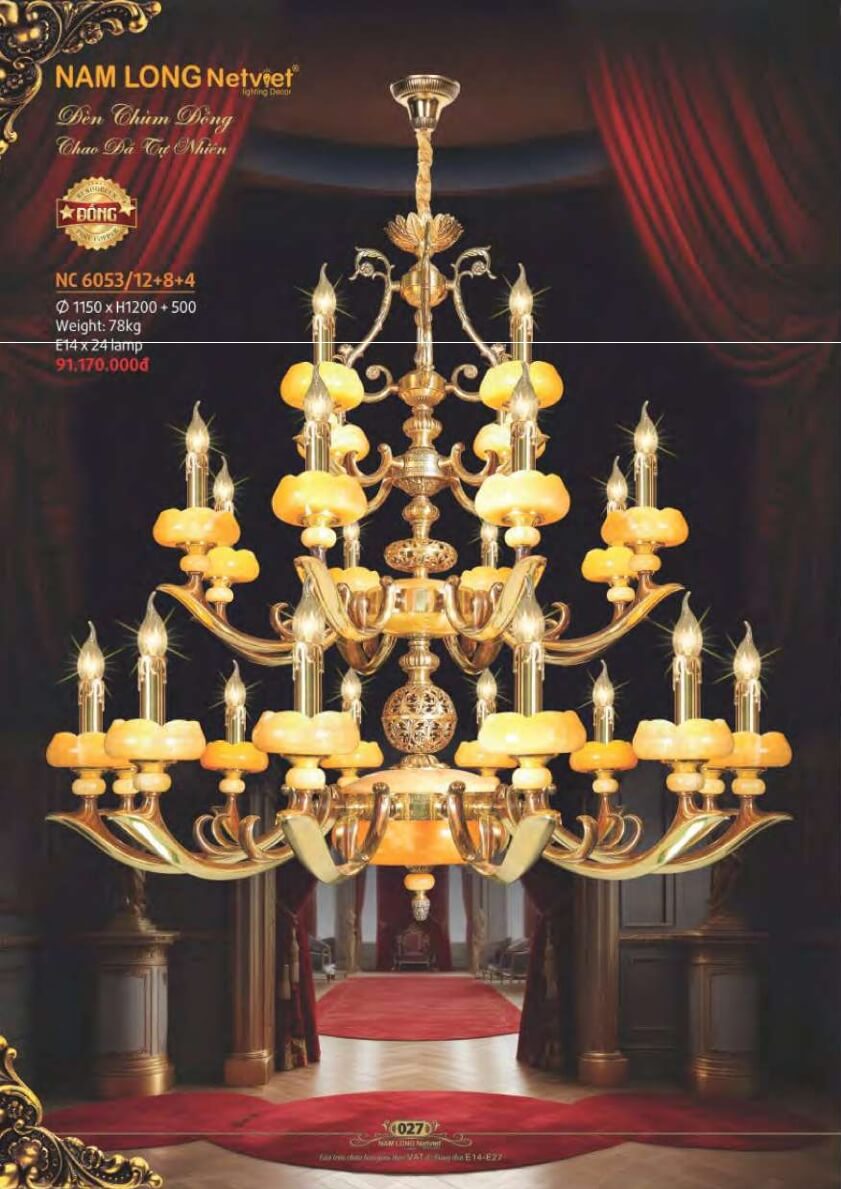 Đèn chùm đồng Nam Long Netviet NC 6053/12+8+4