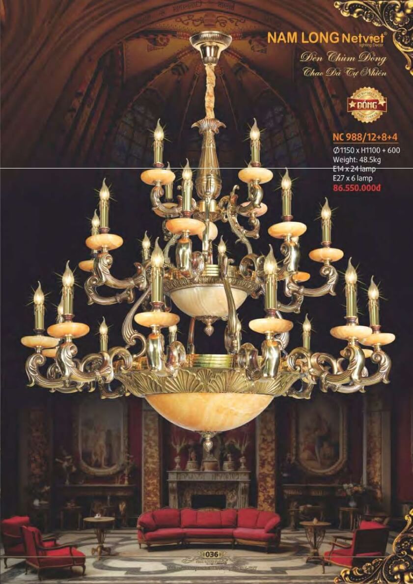 Đèn chùm đồng Nam Long Netviet NC 988/12+8+4