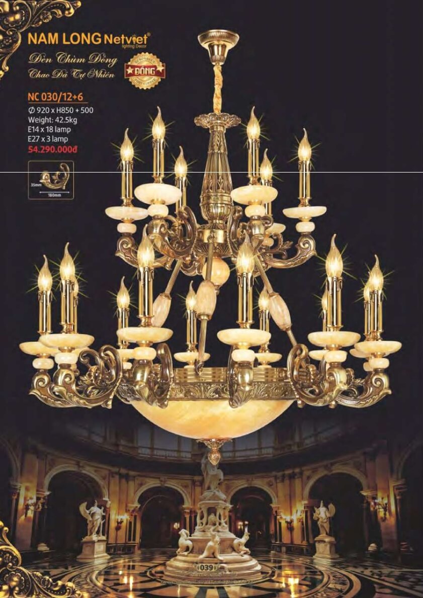 Đèn chùm đồng Nam Long Netviet NC 030/12+6