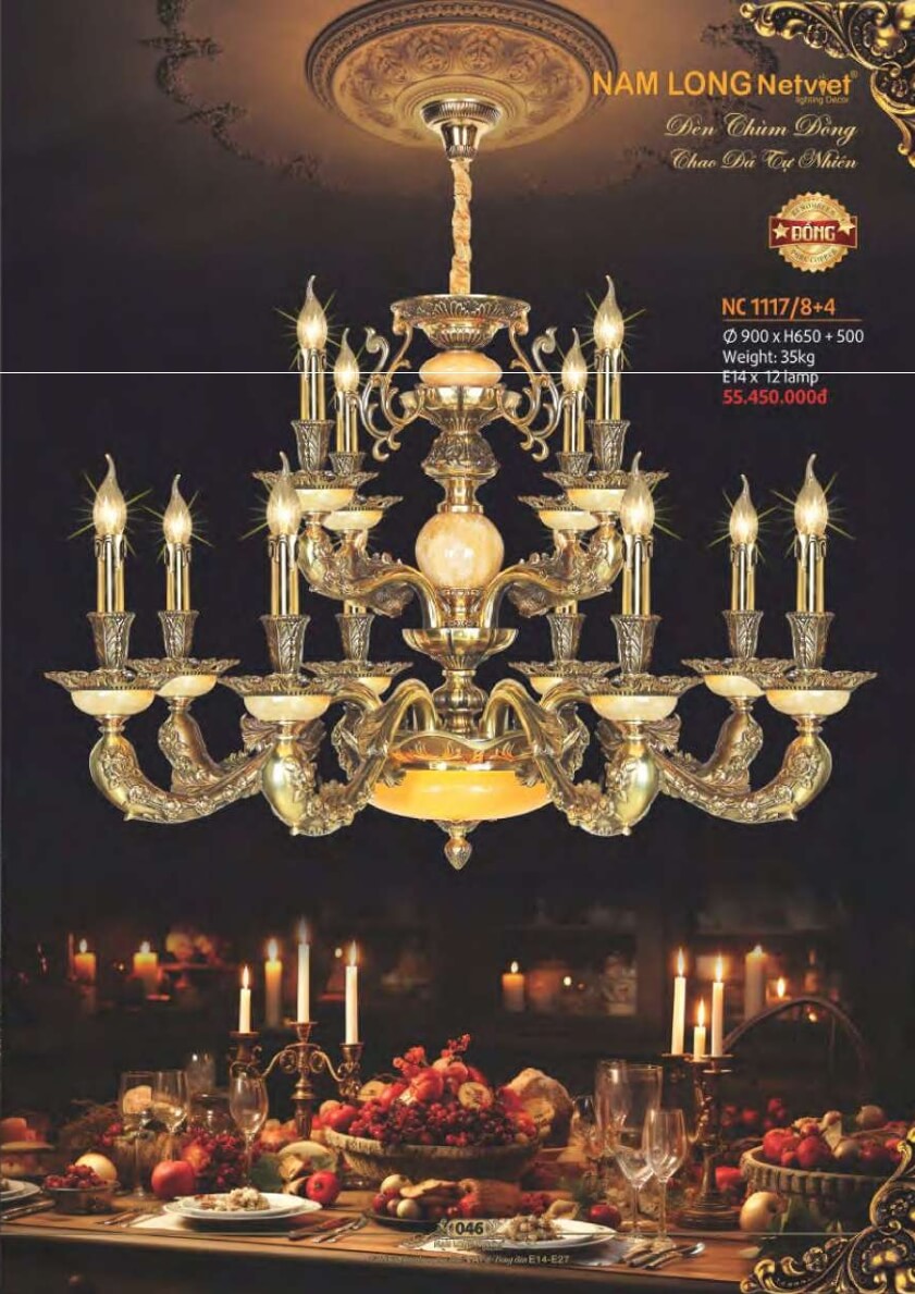 Đèn chùm đồng Nam Long Netviet NC 1117/8+4