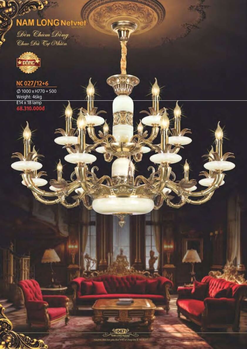 Đèn chùm đồng Nam Long Netviet NC 027/12+6