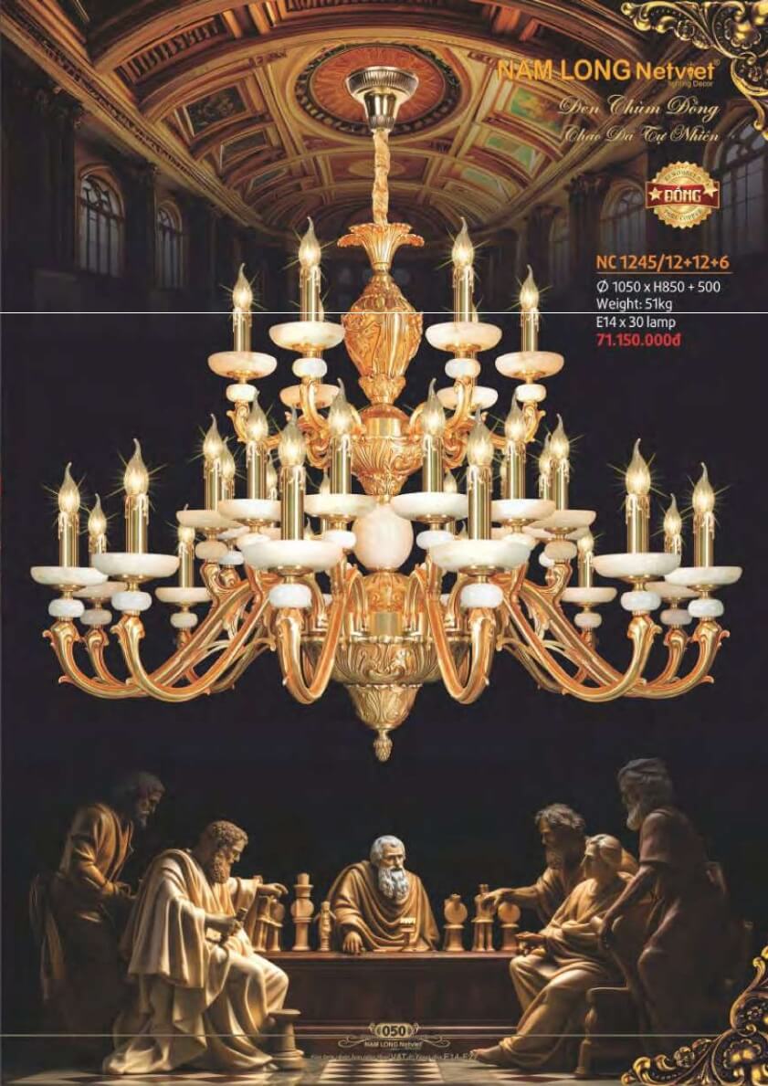 Đèn chùm đồng Nam Long Netviet NC 1245/12+12+6