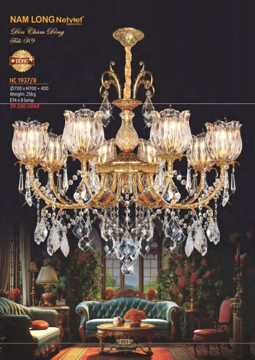 Đèn chùm đồng Nam Long Netviet NC 1937/8