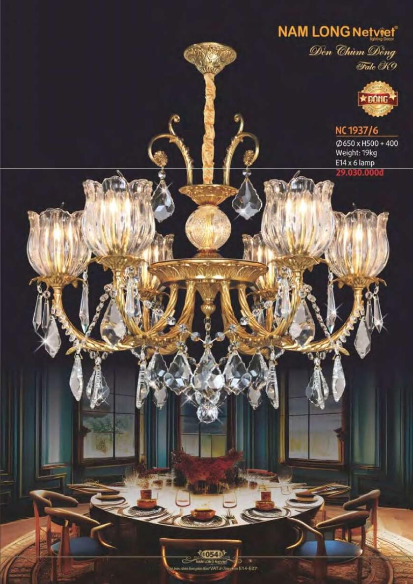 Đèn chùm đồng Nam Long Netviet NC 1937/6