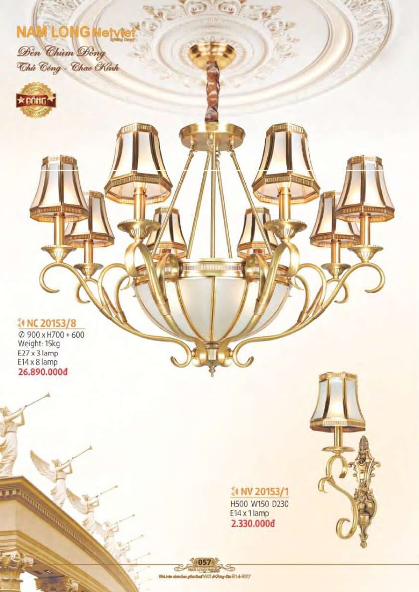 Đèn chùm đồng Nam Long Netviet NC 20153/8, NV 20153/1