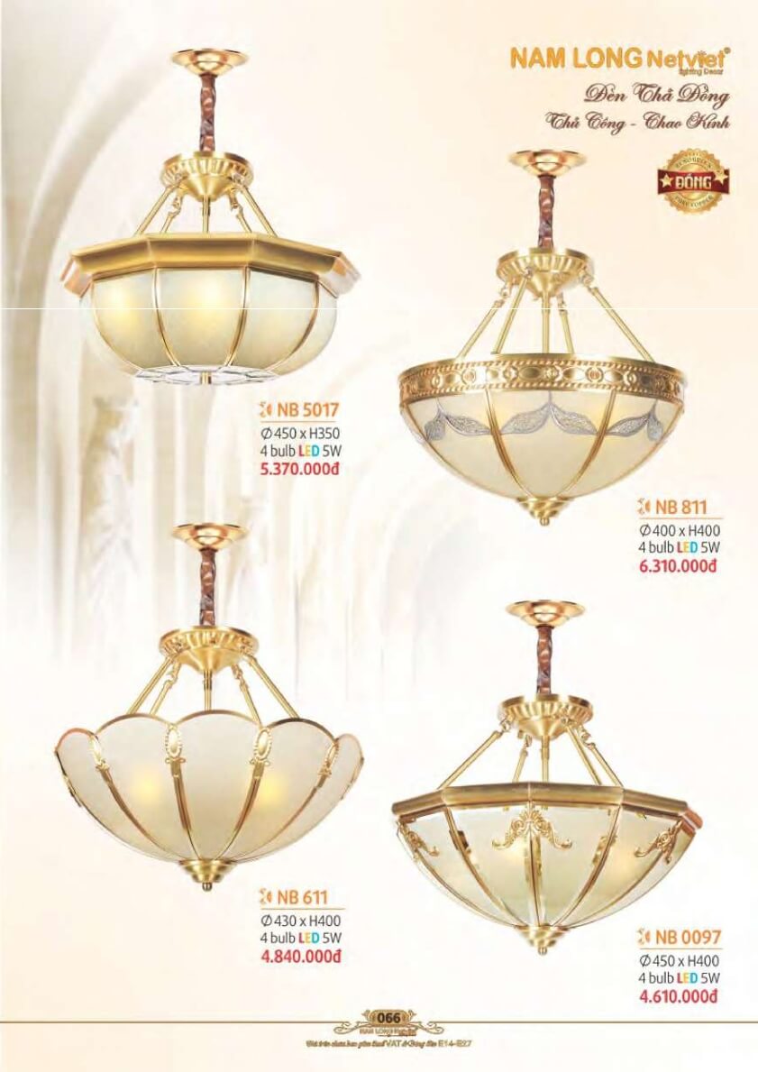 Đèn thả đồng Nam Long Netviet NB 5017, NB 811, NB 611, NB 0097