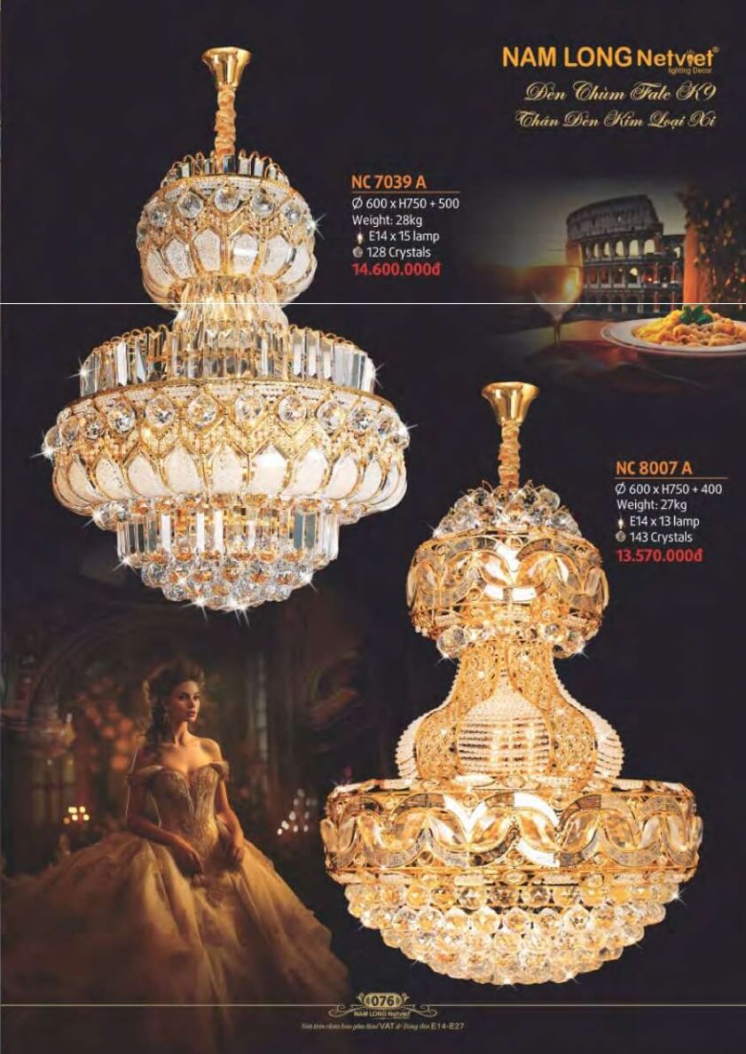 Đèn chùm Nam Long Netviet NC 7039A, NC 8007A