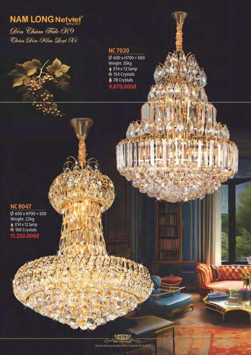 Đèn chùm Nam Long Netviet NC 7020, NC 8047