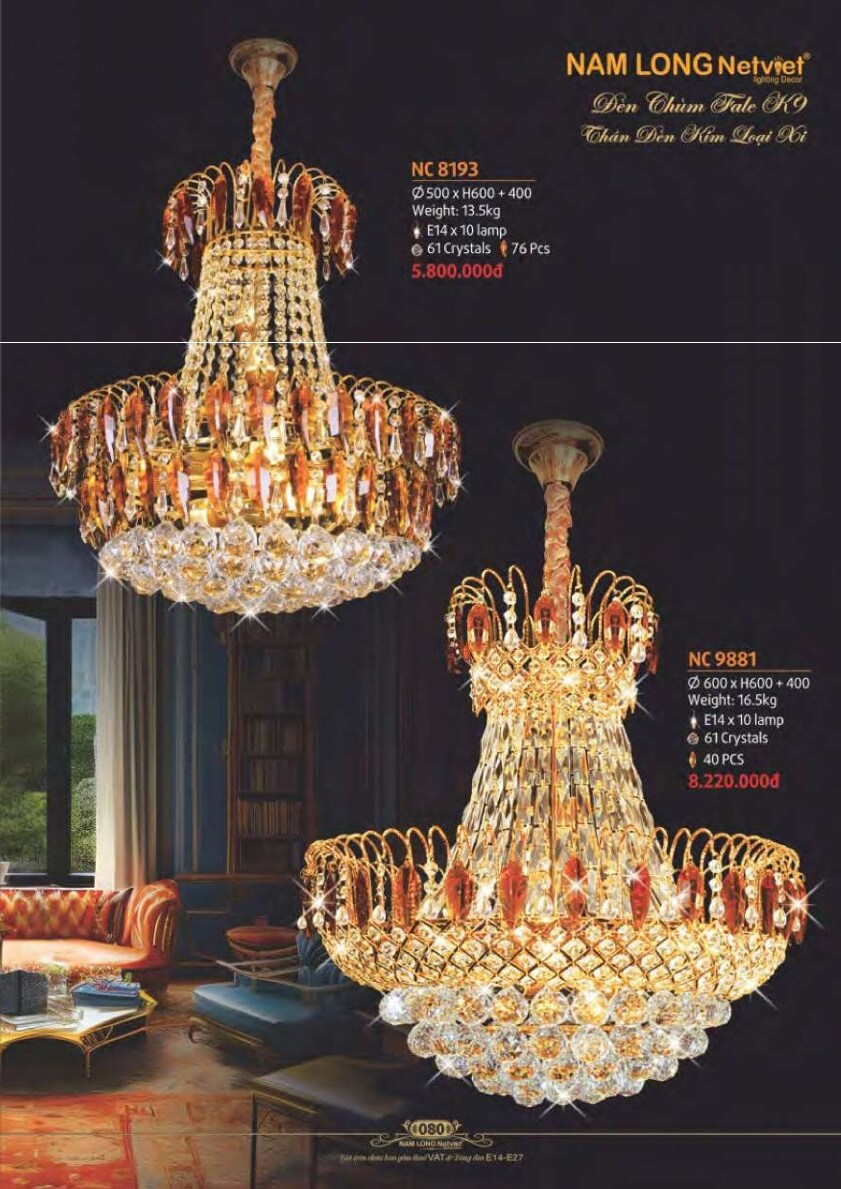Đèn chùm Nam Long Netviet NC 8193, NC 9881