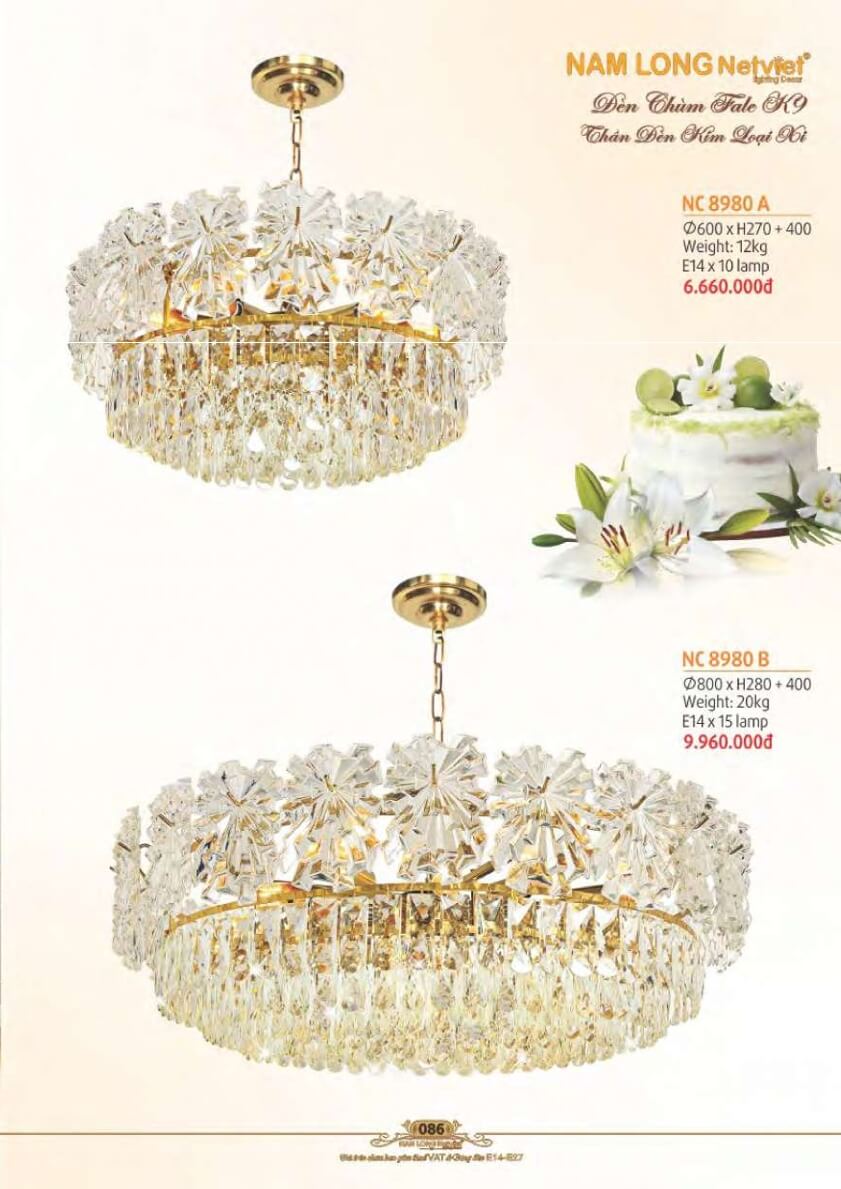 Đèn chùm Nam Long Netviet NC 8980A, NC 8980B