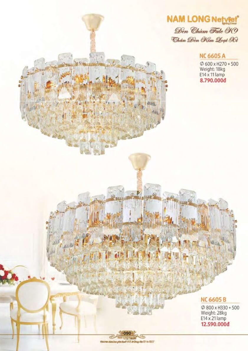 Đèn chùm Nam Long Netviet NC 6605A, NC 6605B