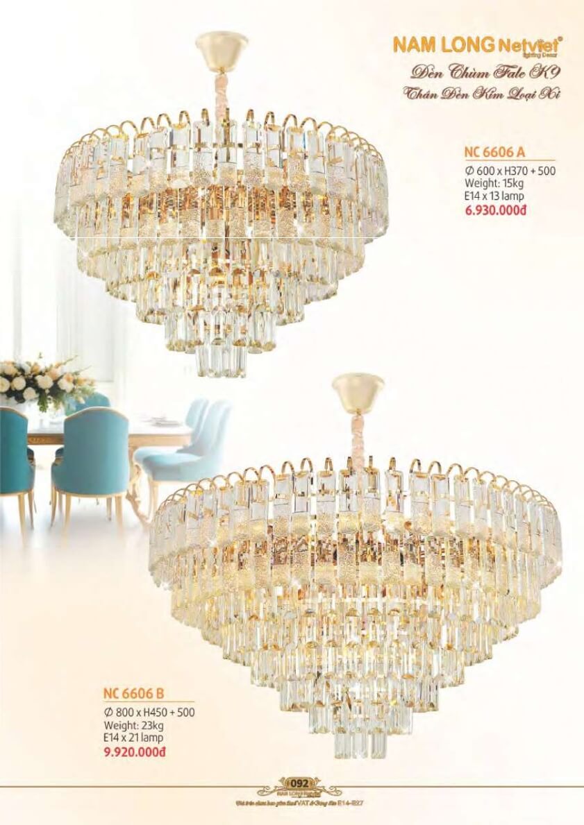 Đèn chùm Nam Long Netviet NC 6606A, NC 6606B