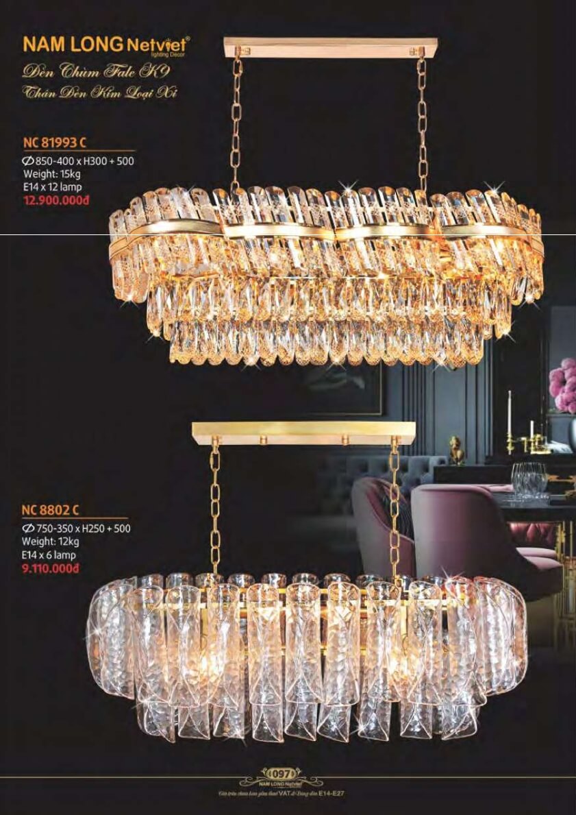 Đèn chùm Nam Long Netviet NC 81993C, NC 8802C