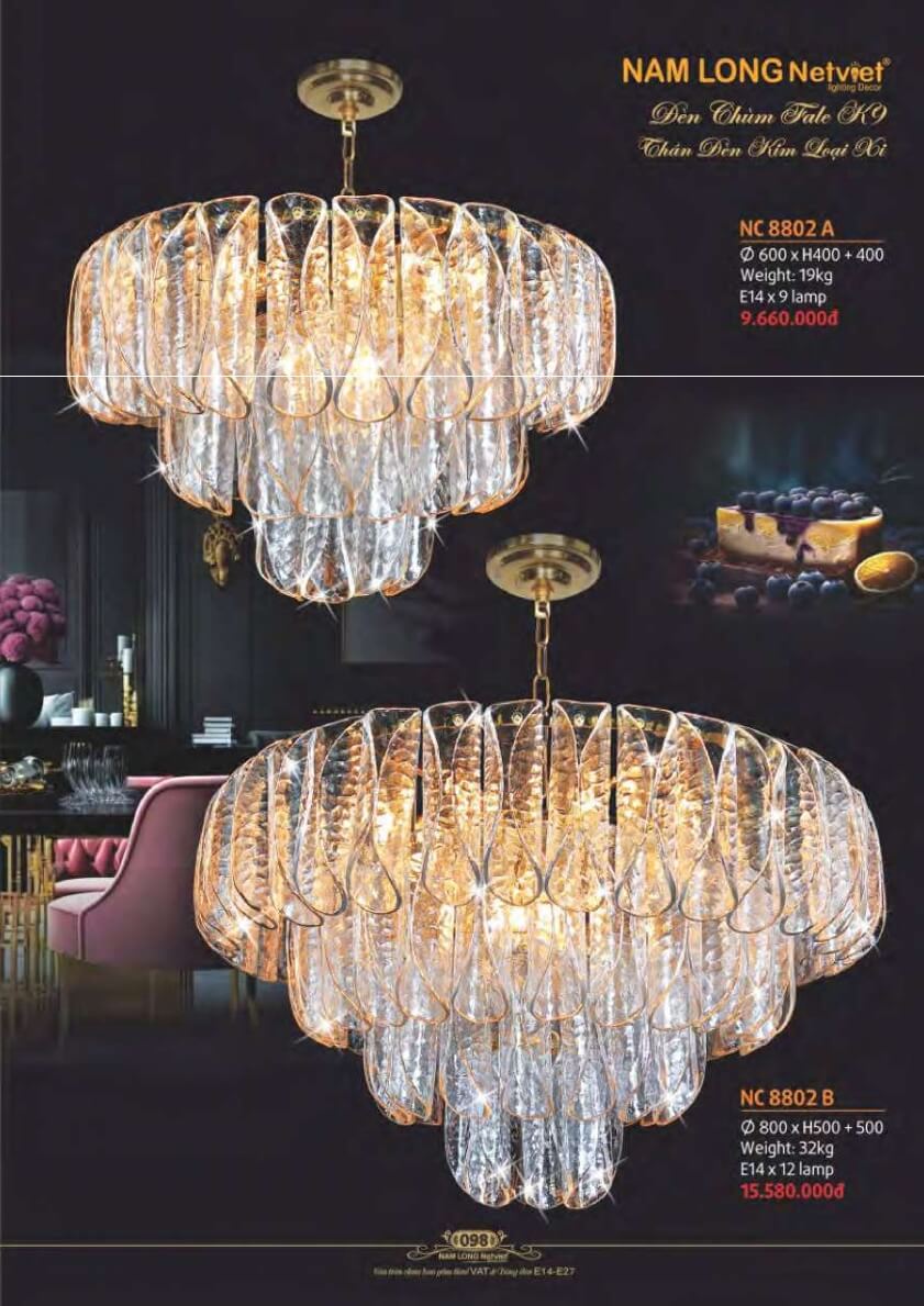 Đèn chùm Nam Long Netviet NC 8802A, NC 8802B