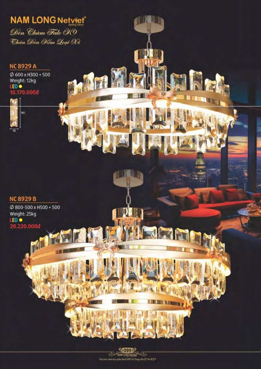 Đèn chùm Nam Long Netviet NC 8929A, NC 8929B