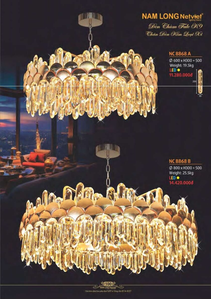 Đèn chùm Nam Long Netviet NC 8868A, NC 8868B