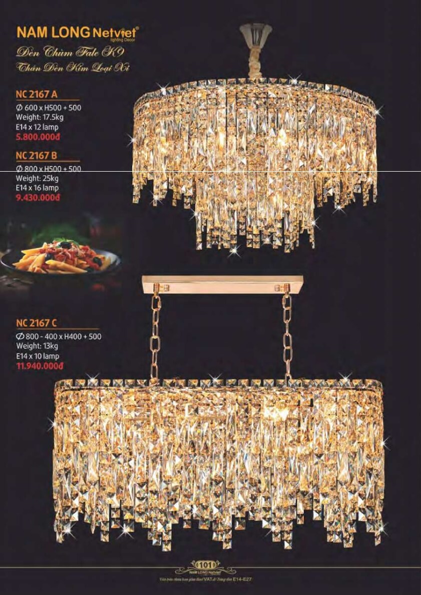 Đèn chùm Nam Long Netviet NC 2167A, NC 2167B, NC 2167C
