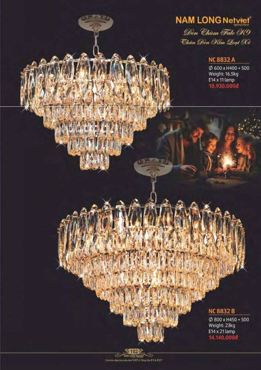 Đèn chùm Nam Long Netviet NC 8832A, NC 8832B
