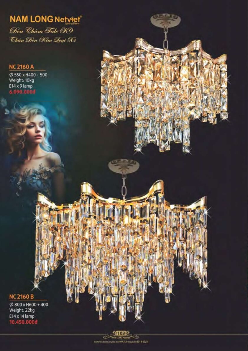 Đèn chùm Nam Long Netviet NC 2160A, NC 2160B
