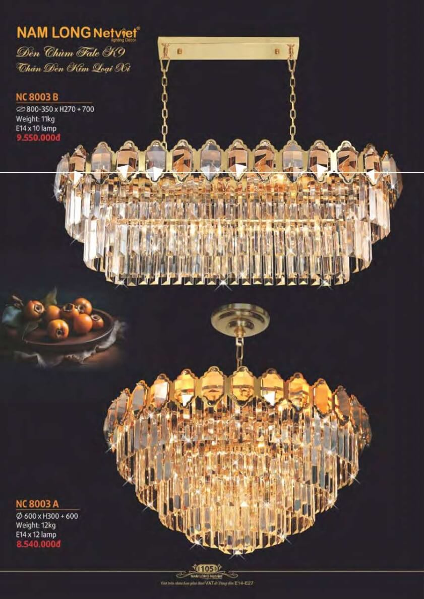 Đèn chùm Nam Long Netviet NC 8003B, NC 8003A