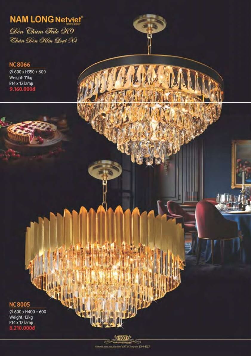 Đèn chùm Nam Long Netviet NC 8066, NC 8005