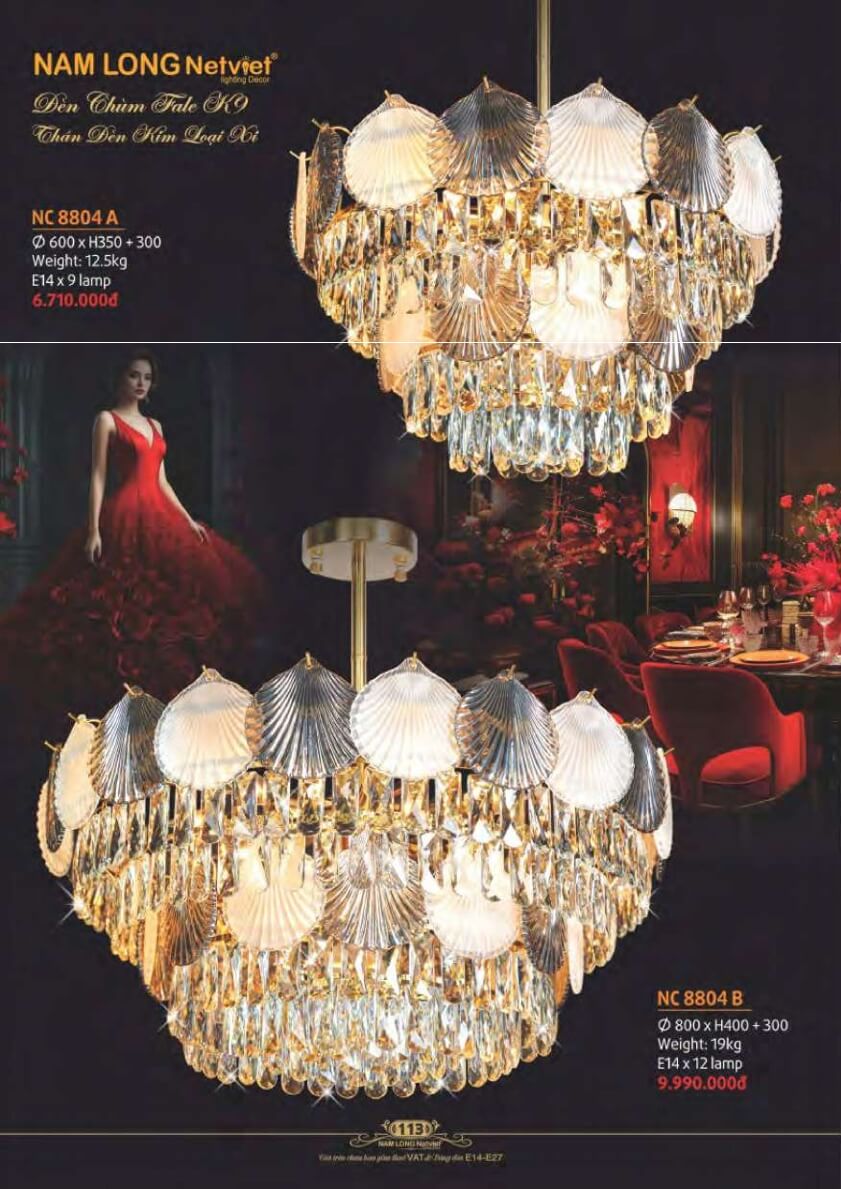 Đèn chùm Nam Long Netviet NC 8804A, NC 8804B