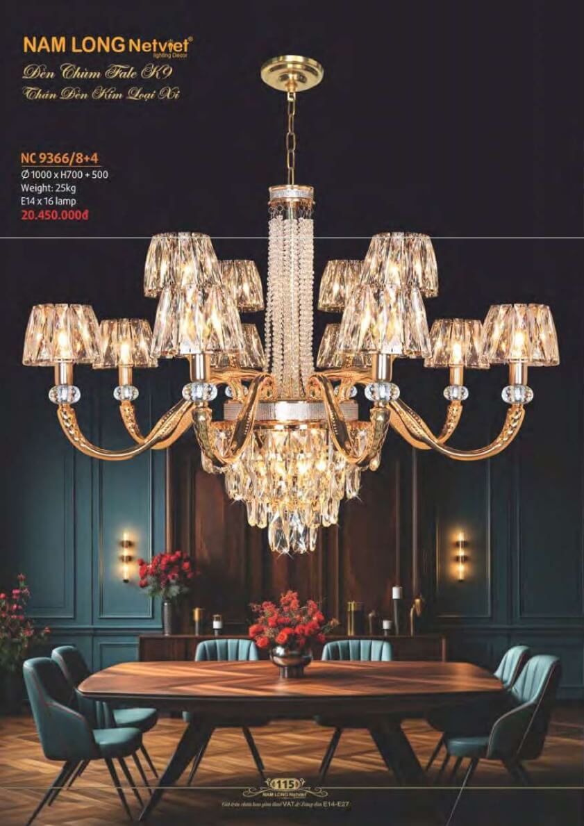 Đèn chùm Nam Long Netviet NC 9366/8+4
