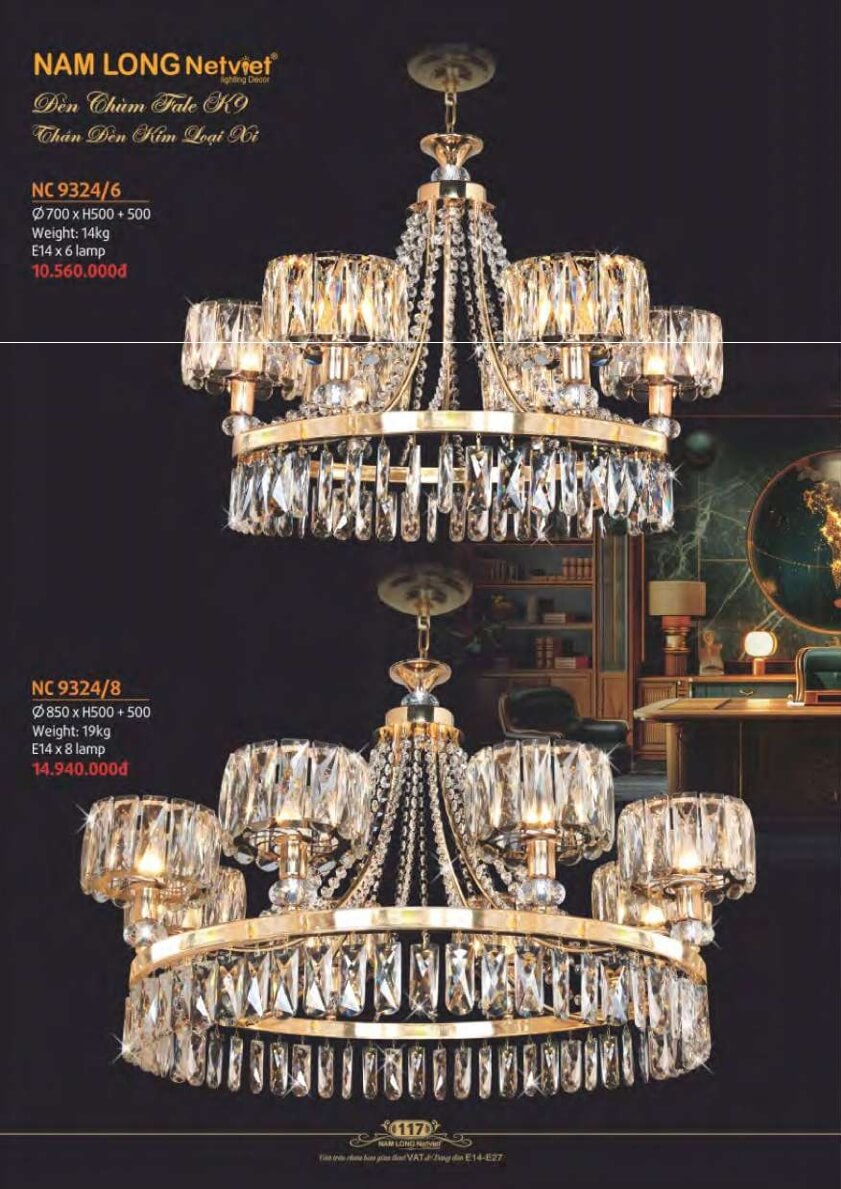 Đèn chùm Nam Long Netviet NC 9324/6, NC 9324/8