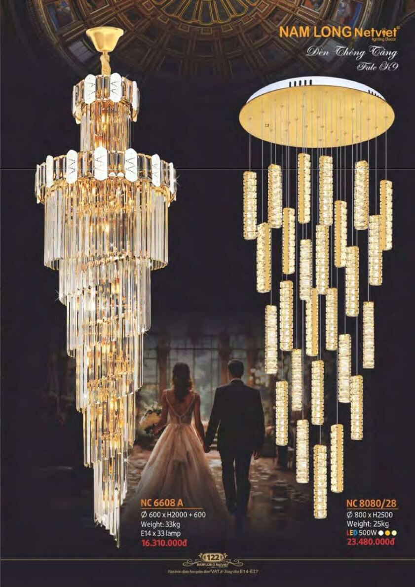 Đèn chùm Nam Long Netviet NC 6608A, NC 8080/28