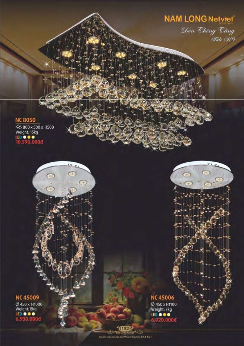 Đèn chùm Nam Long Netviet NC 8050, NC 45009, NC 45006