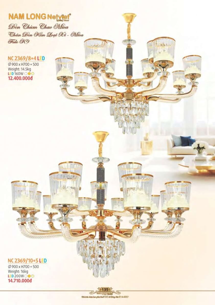 Đèn chùm Nam Long Netviet NC 2369/8+4, NC 2369/10+5