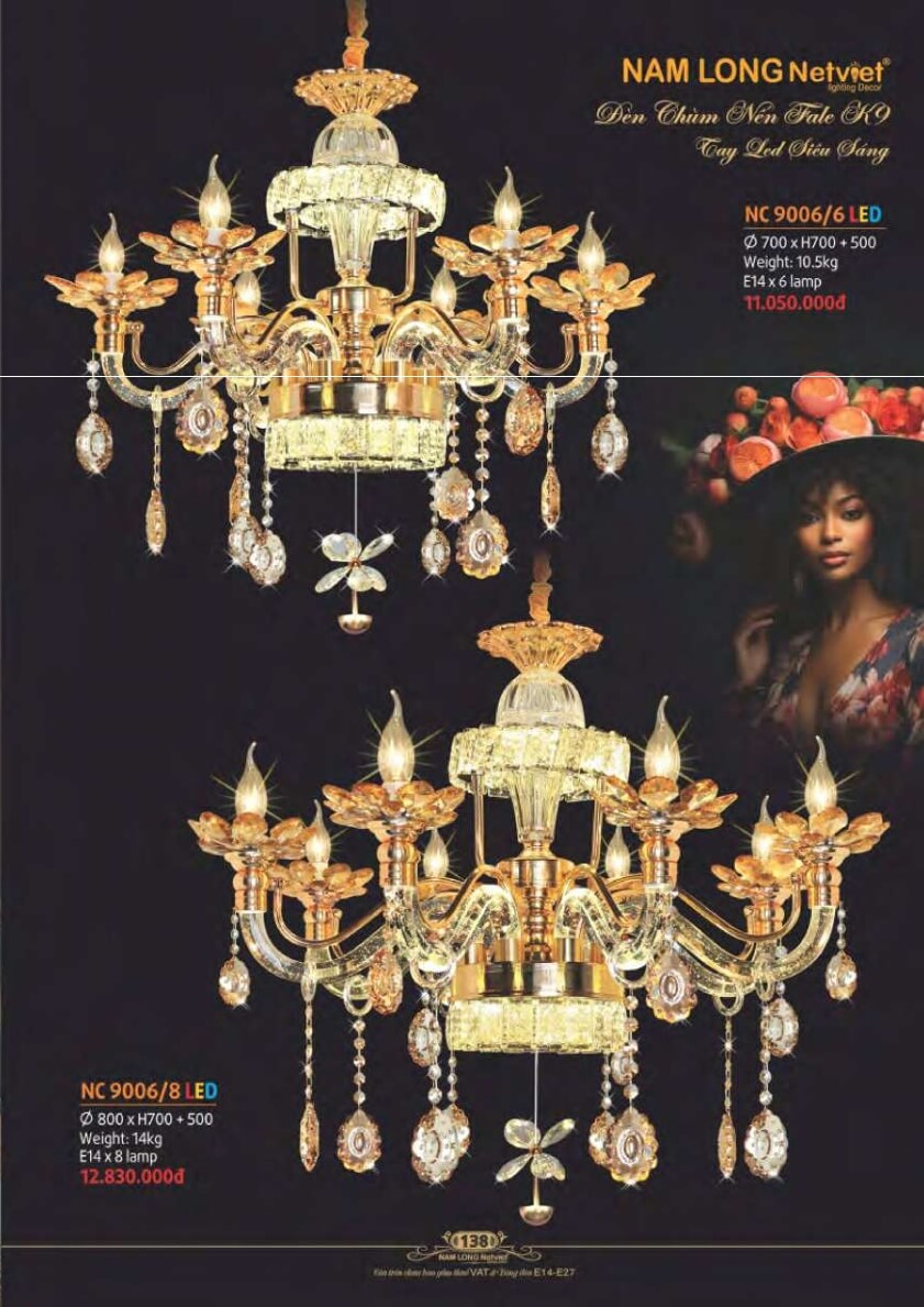Đèn chùm Nam Long Netviet NC 9006/6, NC 9006/8