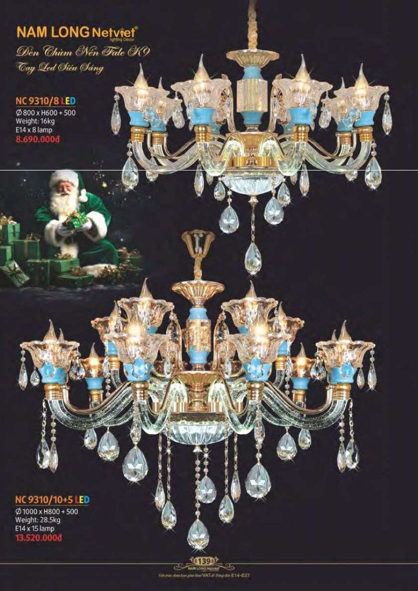 Đèn chùm Nam Long Netviet NC 9310/8, NC 9310/10+5
