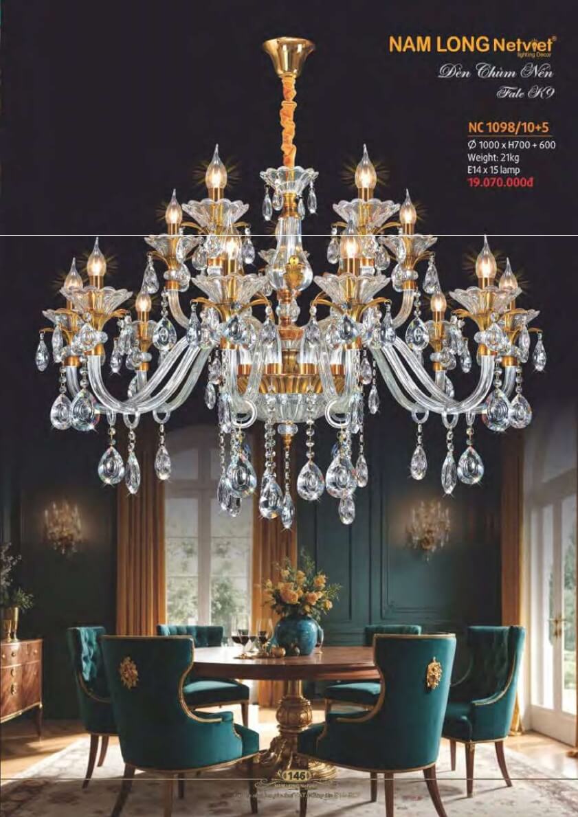 Đèn chùm Nam Long Netviet NC 1098/10+5