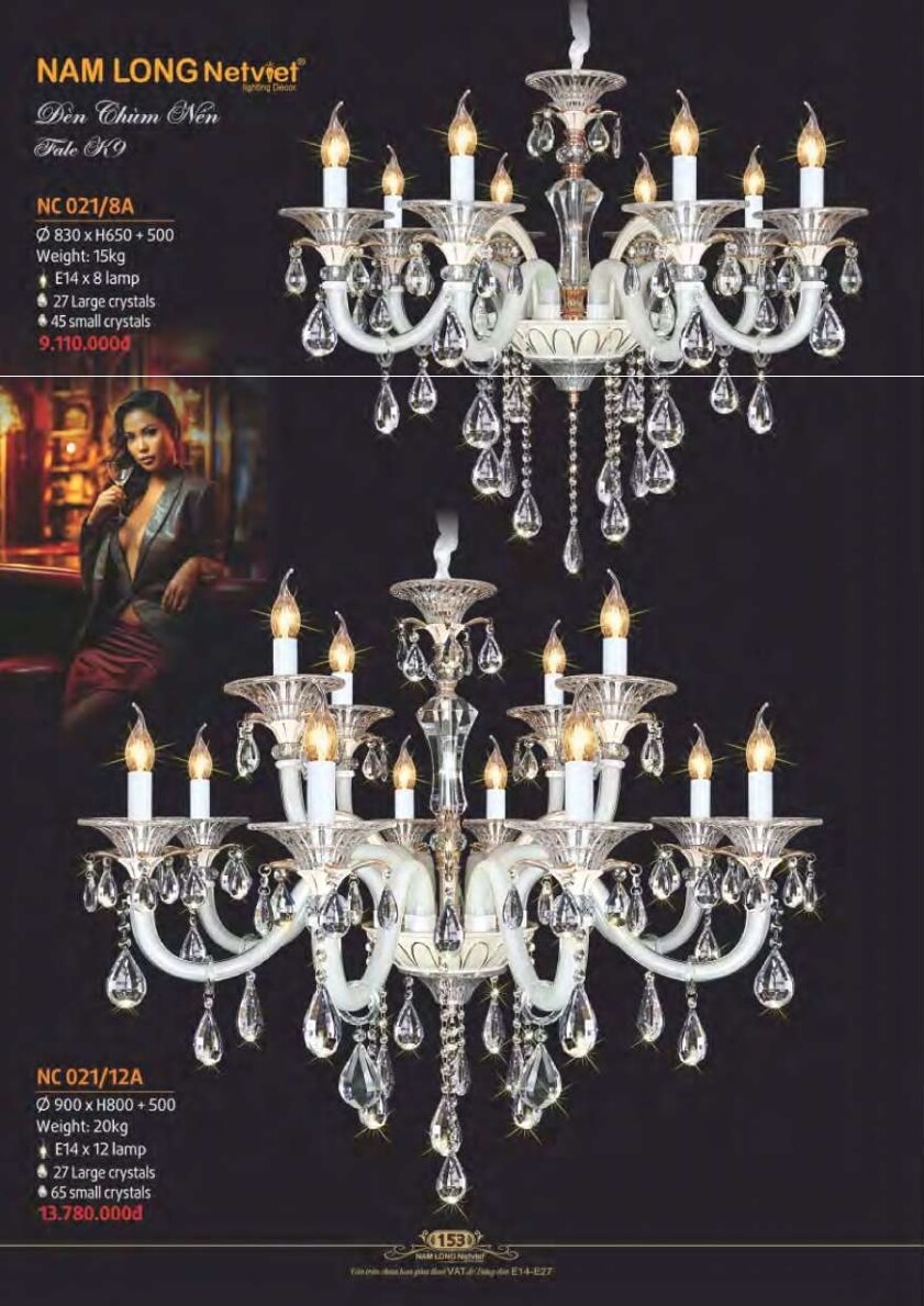 Đèn chùm Nam Long Netviet NC 021/8A, NC 021/12A