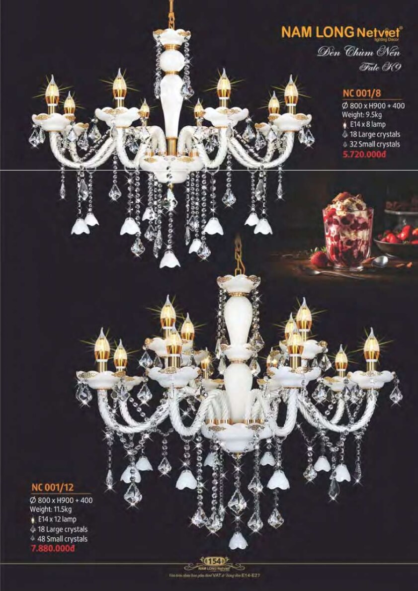 Đèn chùm Nam Long Netviet NC 001/8, NC 001/12