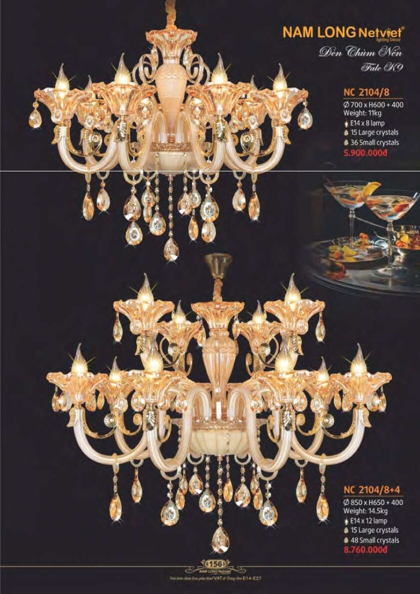 Đèn chùm Nam Long Netviet NC 2104/8, NC 2104/8+4