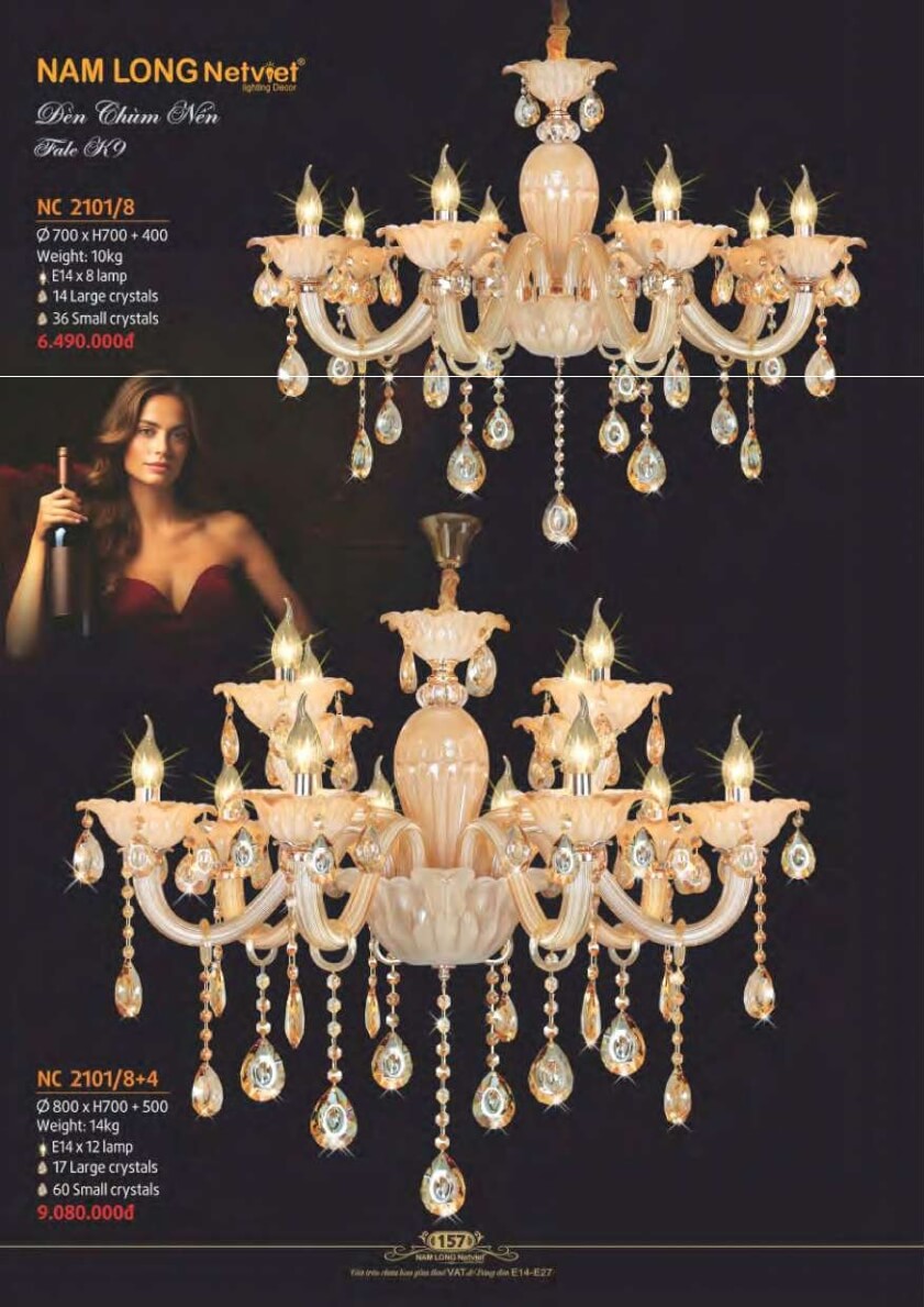 Đèn chùm Nam Long Netviet NC 2101/8, NC 2101/8+4