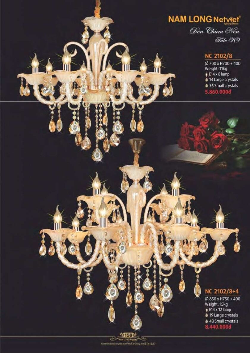Đèn chùm Nam Long Netviet NC 2102/8, NC 2102/8+4