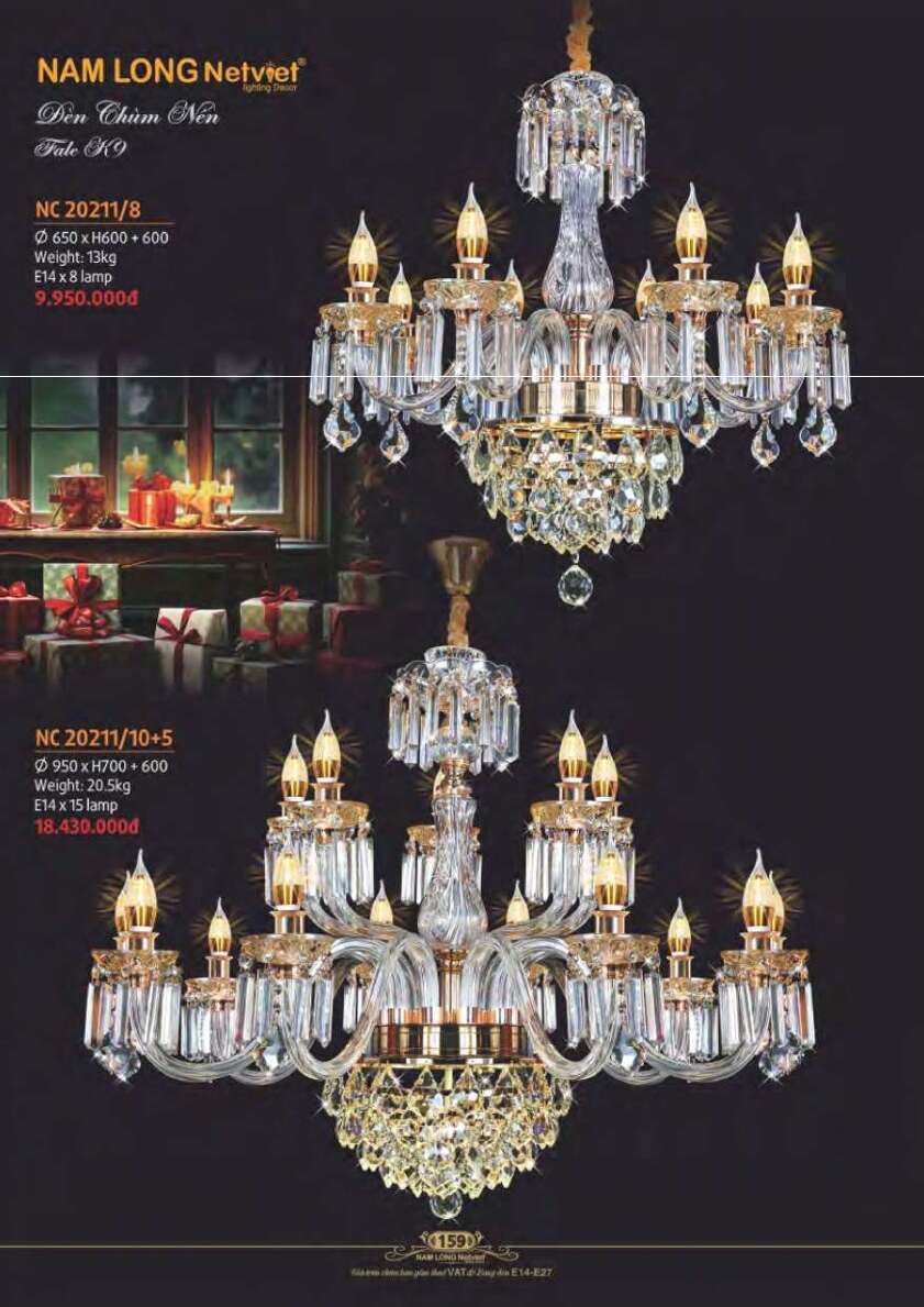 Đèn chùm Nam Long Netviet NC 20211/8, NC 20211/10+5