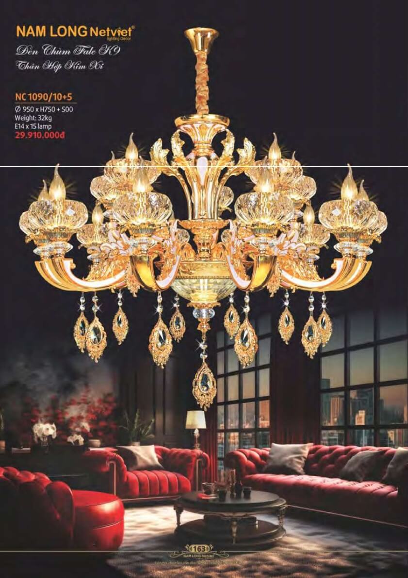 Đèn chùm Nam Long Netviet NC 1090/10+5
